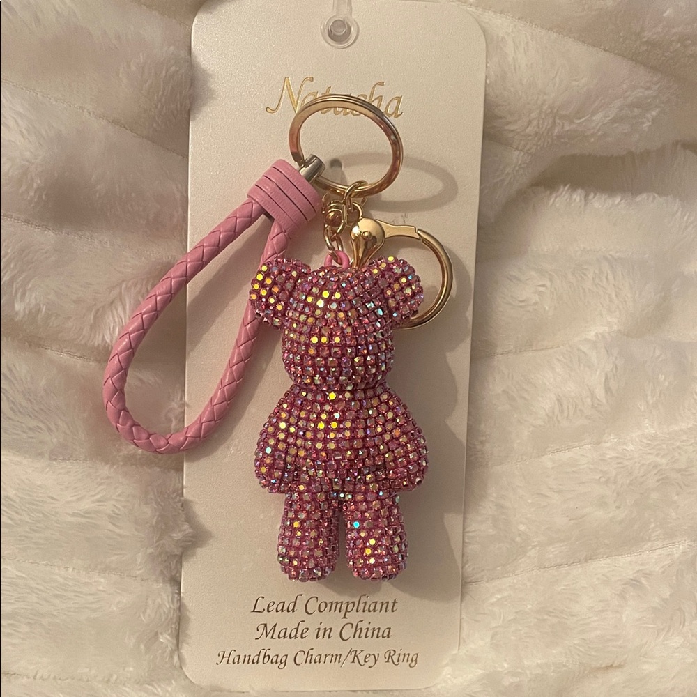 Natasha Pink Bear Keychain Charm BNWT